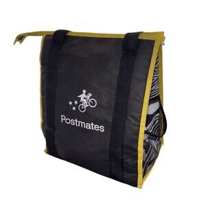 Postmates Insulated Delivery Bag Black Yellow 13x8x15 Official Zebra Stripes